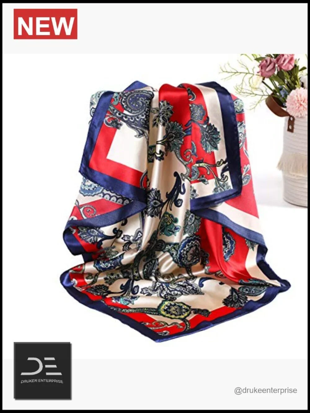 Large Square Satin Hair Scarf Set of 4 for Women, Polyester
